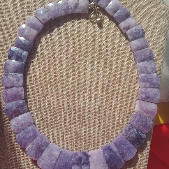 Jay King DTR mine finds  Lepidolite Faceted Purple Stones Necklace 925 Sterling - Picture 3 of 8